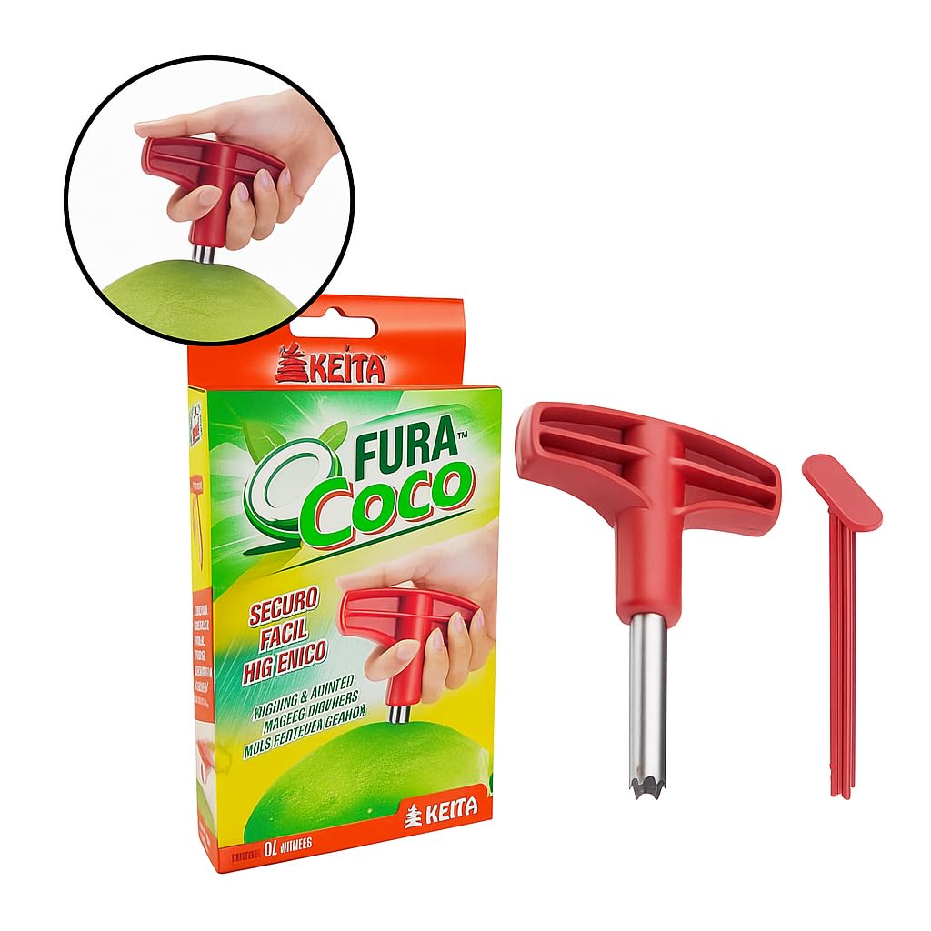 Fura Coco Profissional, Abridor de Coco Verde em Inox Resistente